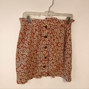 Madewell Button Front Mini Burnt Orange Skirt Rust Daisy Pockets (032626B)